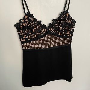 Theory black and beige lace detailed blouse!